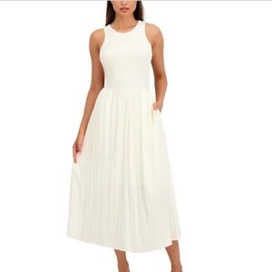 NWT DKNY Sleeveless Cream Pleated Midi Dress